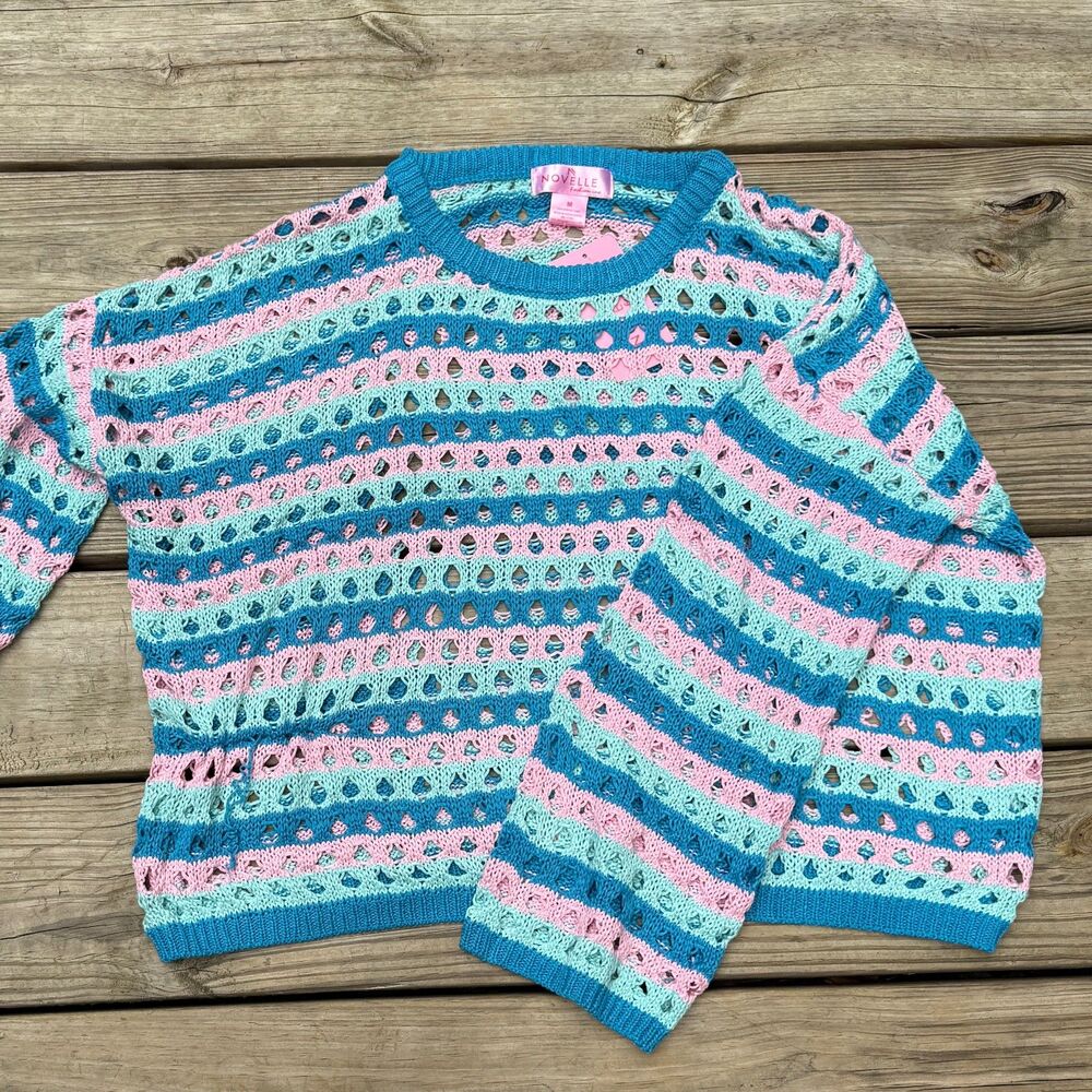 Novelle Multicolor Striped Knit Sweater Size M NWT